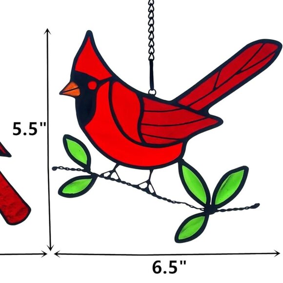 Beautiful, Stained Glass, Red Cardinal Sun Catcher (NWOT) - Picture 2 of 7